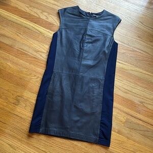 Vince Blue Leather Sleeveless Dress